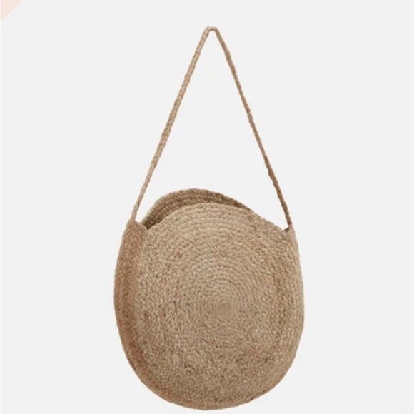BOHO BRAIDED JUTE TOTE BAG Cross Body Natural Fibre Round Satchel Purse - Picture 1 of 6